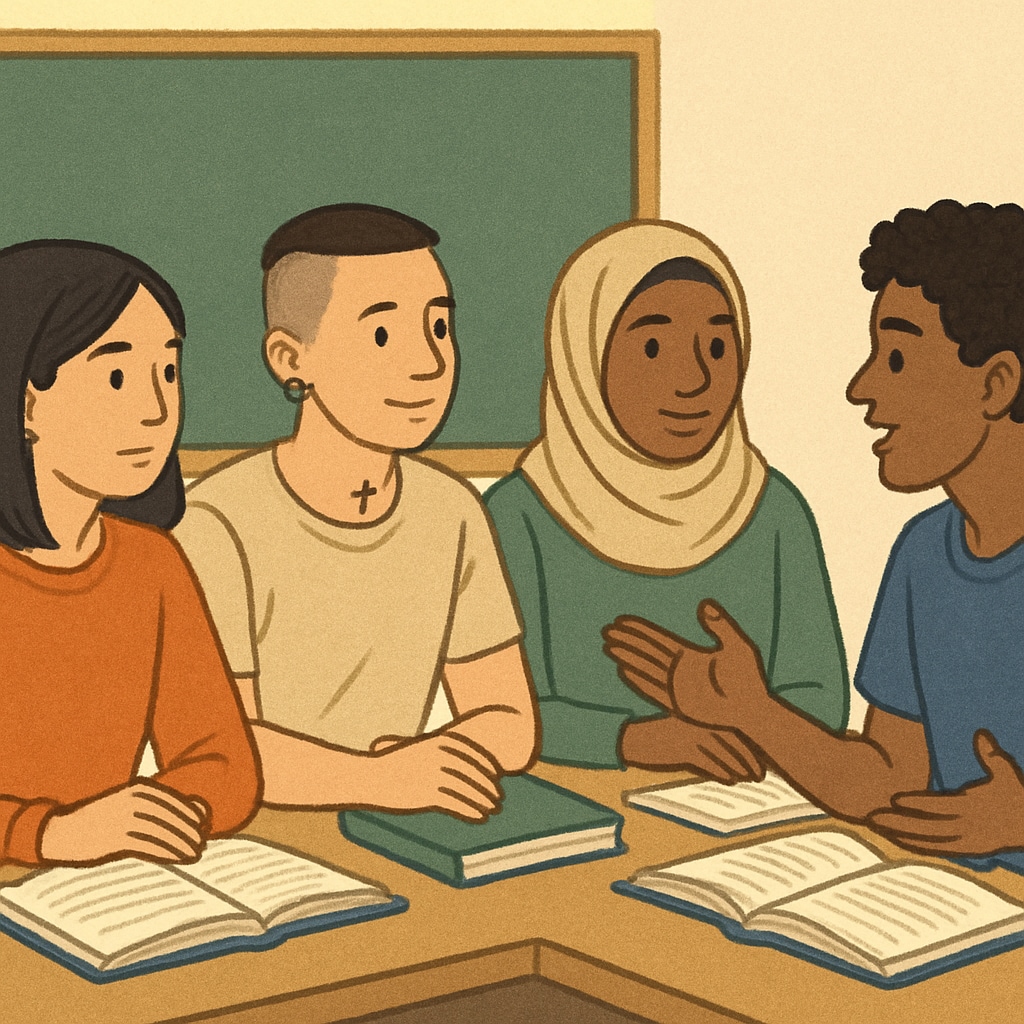 A diverse group of students engaging in a discussion, emphasizing inclusivity across gender identities. Students from diverse backgrounds discussing gender diversity at Brown University.