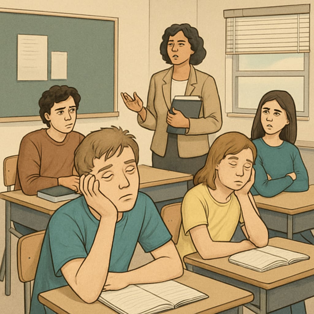 Students experiencing boredom in a classroom setting