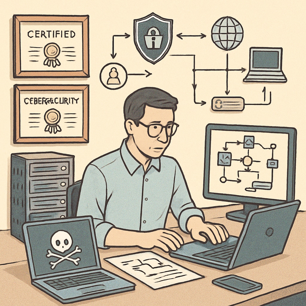 A cybersecurity professional using technical tools and certifications for career growth.