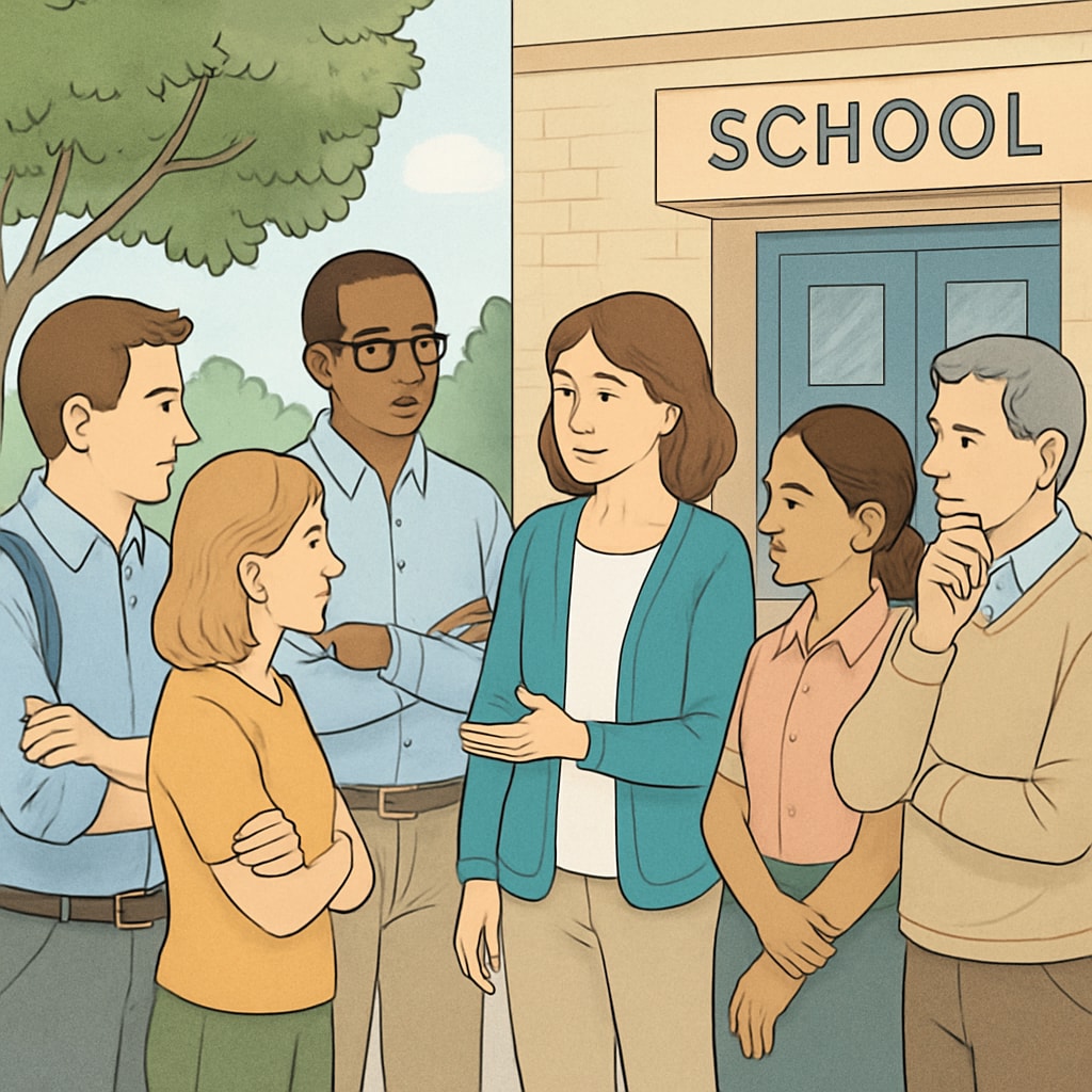 Parents and teachers concerned about school safety due to a child abuser on the school board.