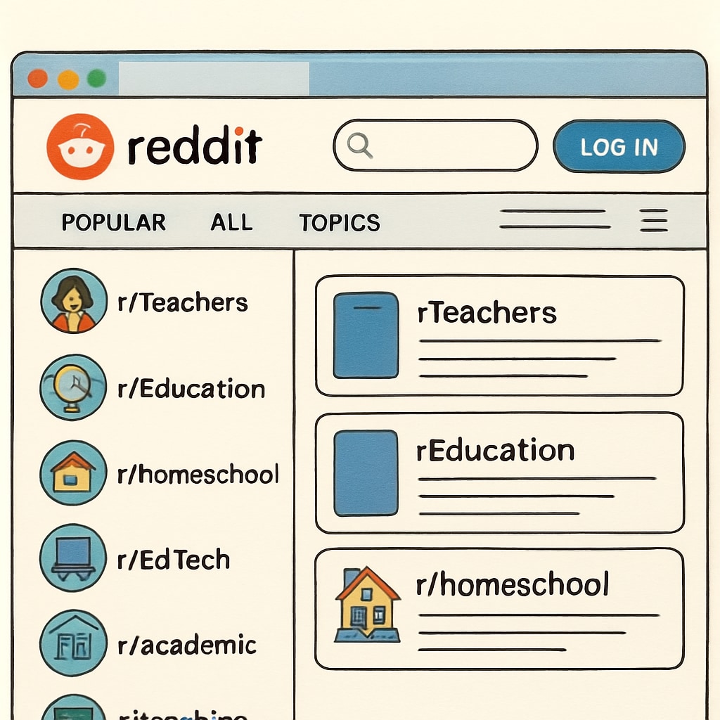 Reddit browser interface showing educational subreddits