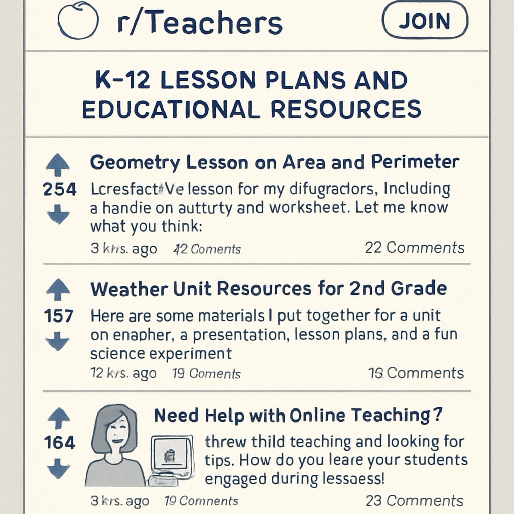 Screenshot of r/Teachers subreddit showcasing K12 resources
