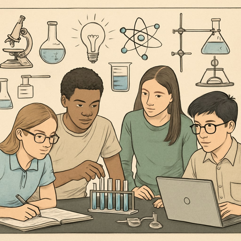 High school students in a STEM lab preparing for college readiness.