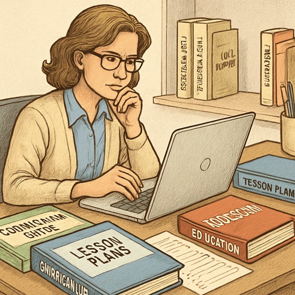 Educator evaluating test resources for K12 education