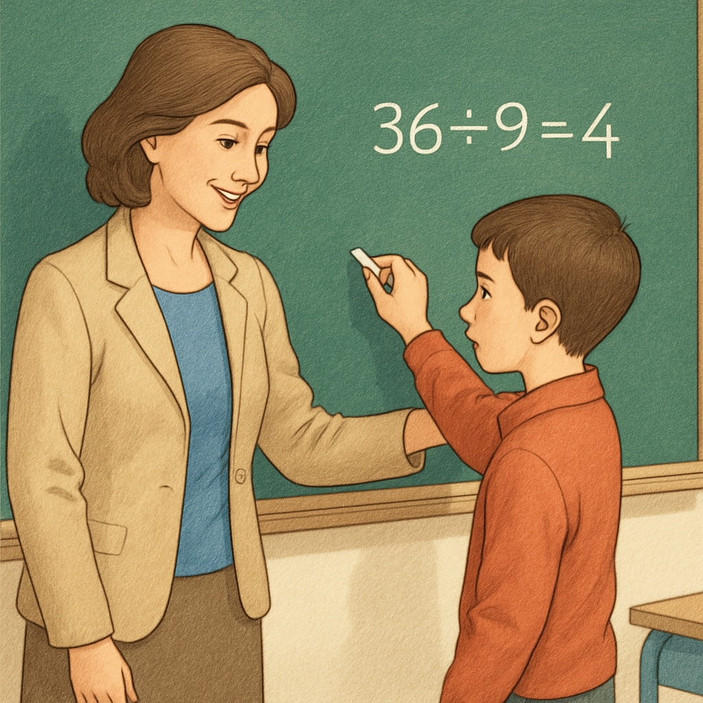 A teacher helping a student with a math problem, promoting a healthy learning mindset.