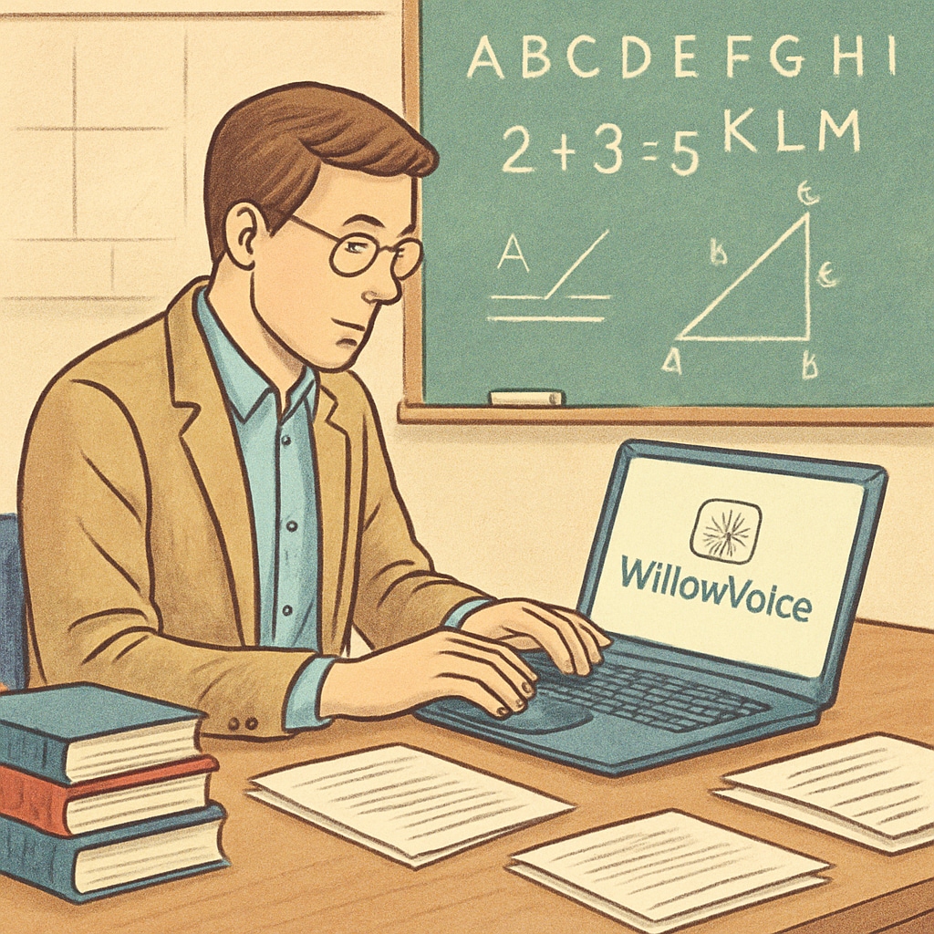 Teacher using WillowVoice to streamline lesson planning and feedback.