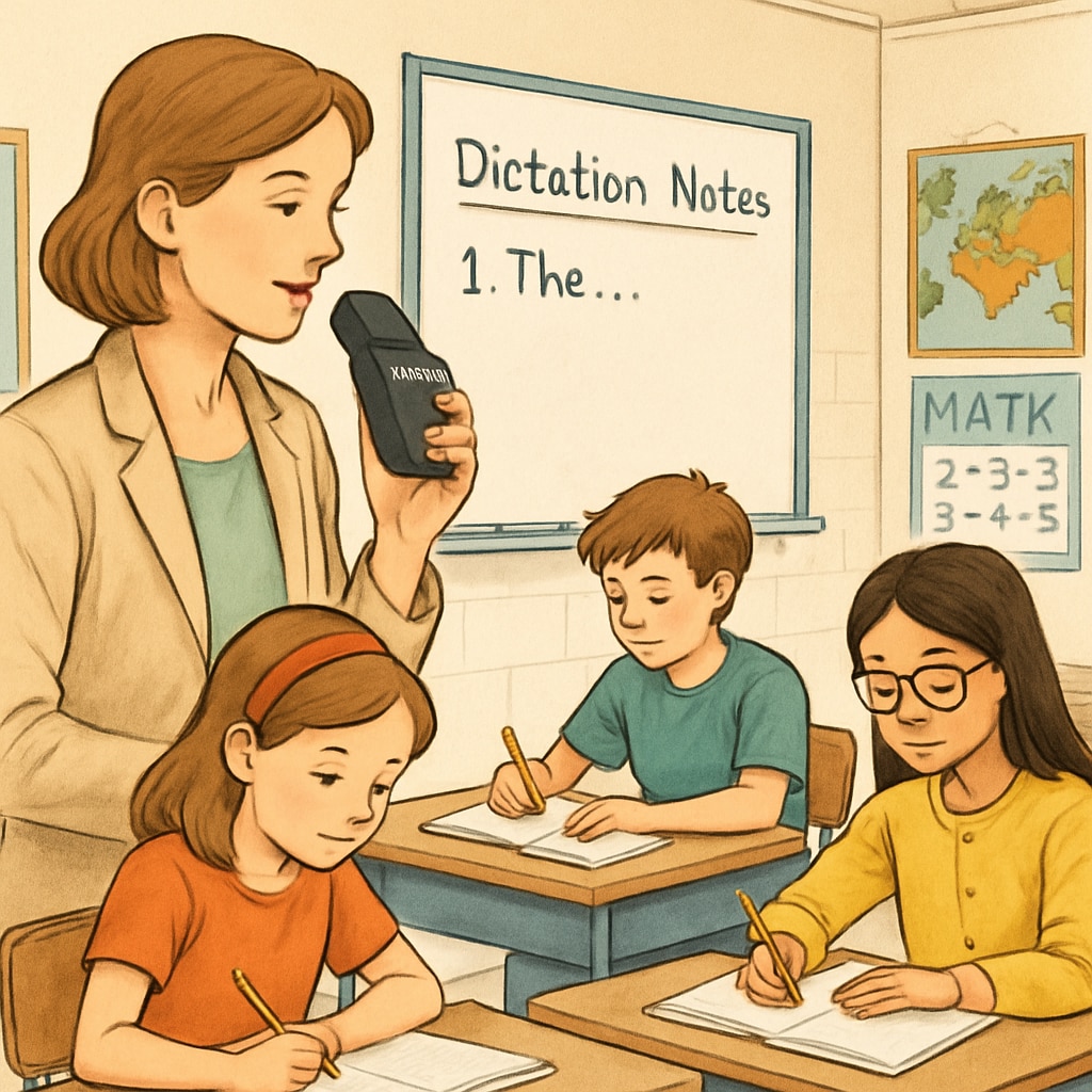 Classroom with teacher using WillowVoice for workflow efficiency.