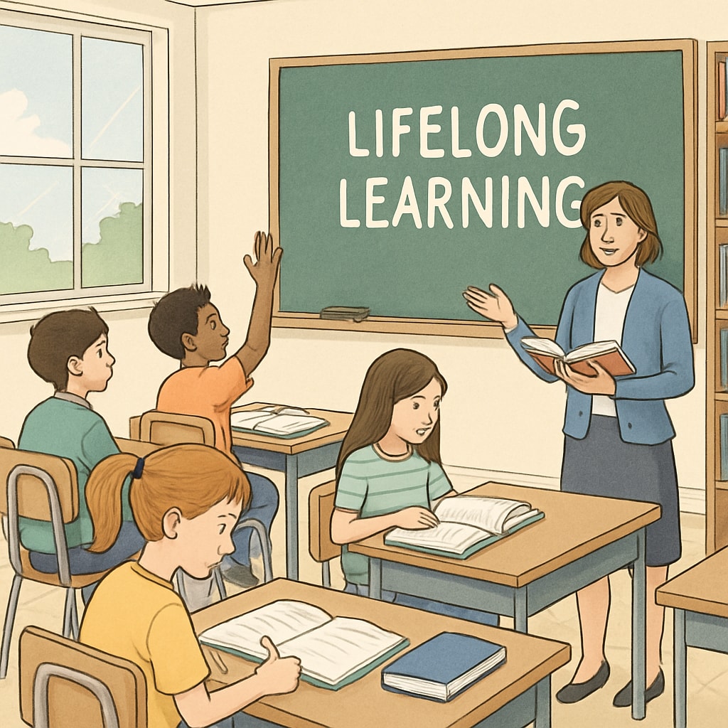A classroom with students actively engaged in learning, representing continuous education. Students in a classroom actively learning, representing year-round education and knowledge retention.