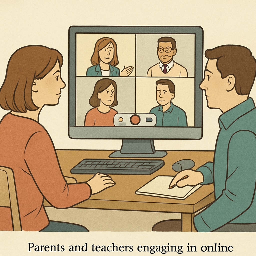 Virtual parent-teacher meeting addressing temporary campus challenges.