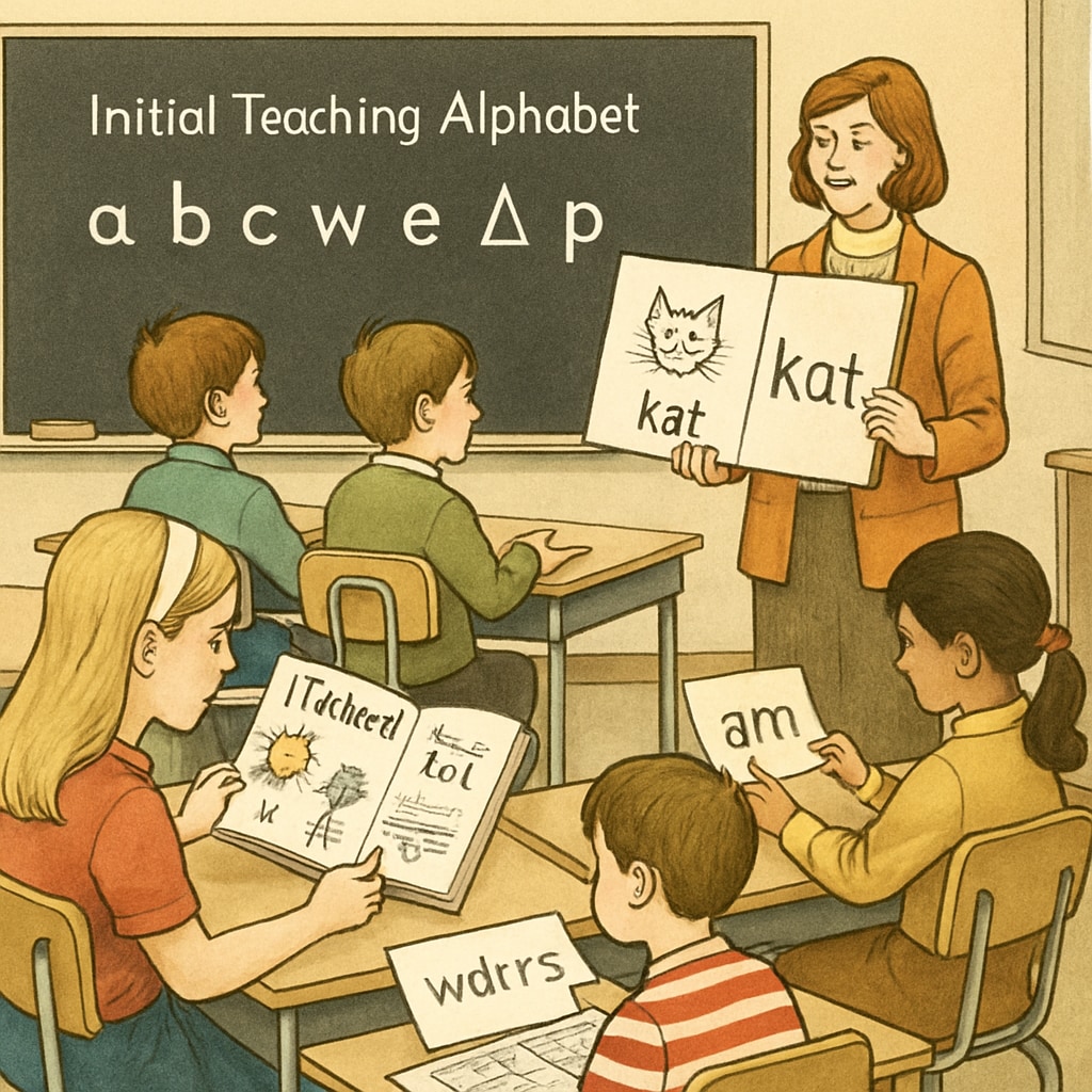Classroom from the 70s demonstrating the ITA teaching method.