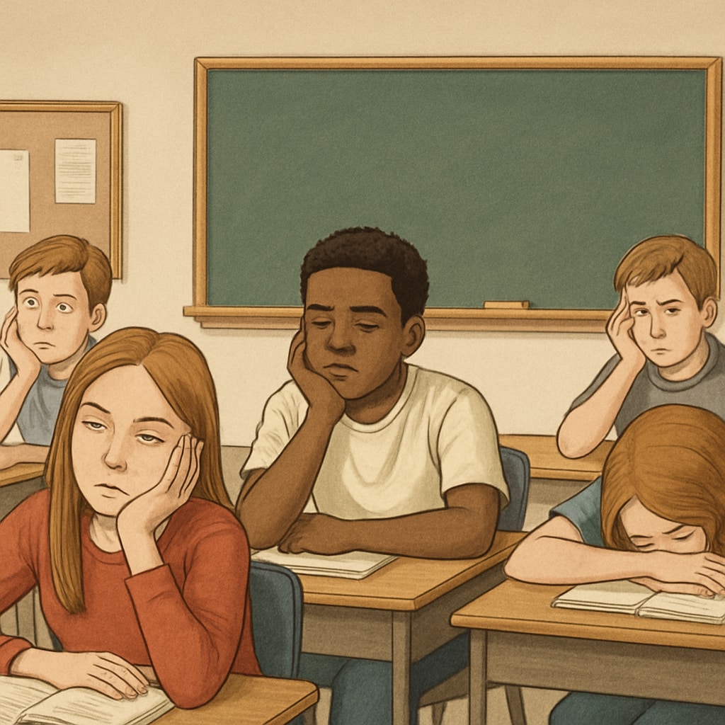 Disengaged students in a classroom illustrating student boredom in education