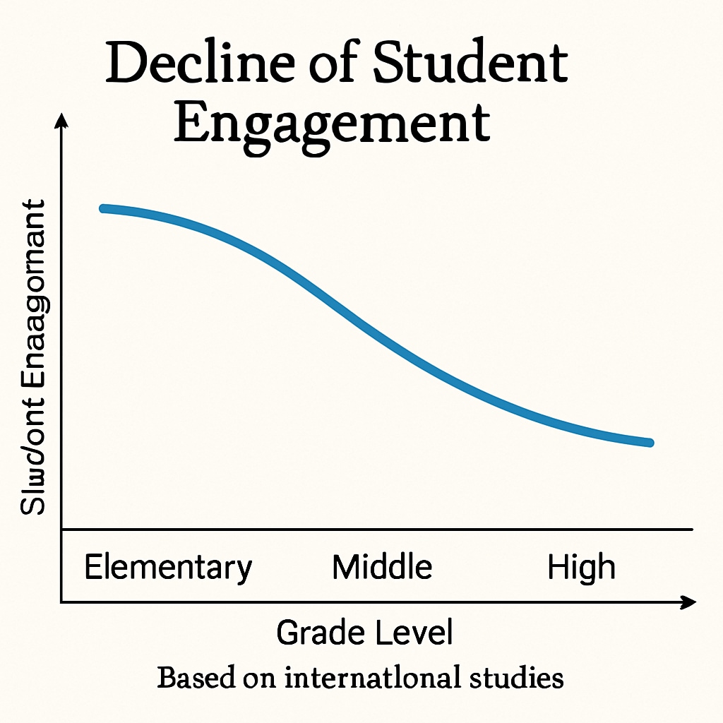 Graph showing trends in student engagement across grade levels in K12 education