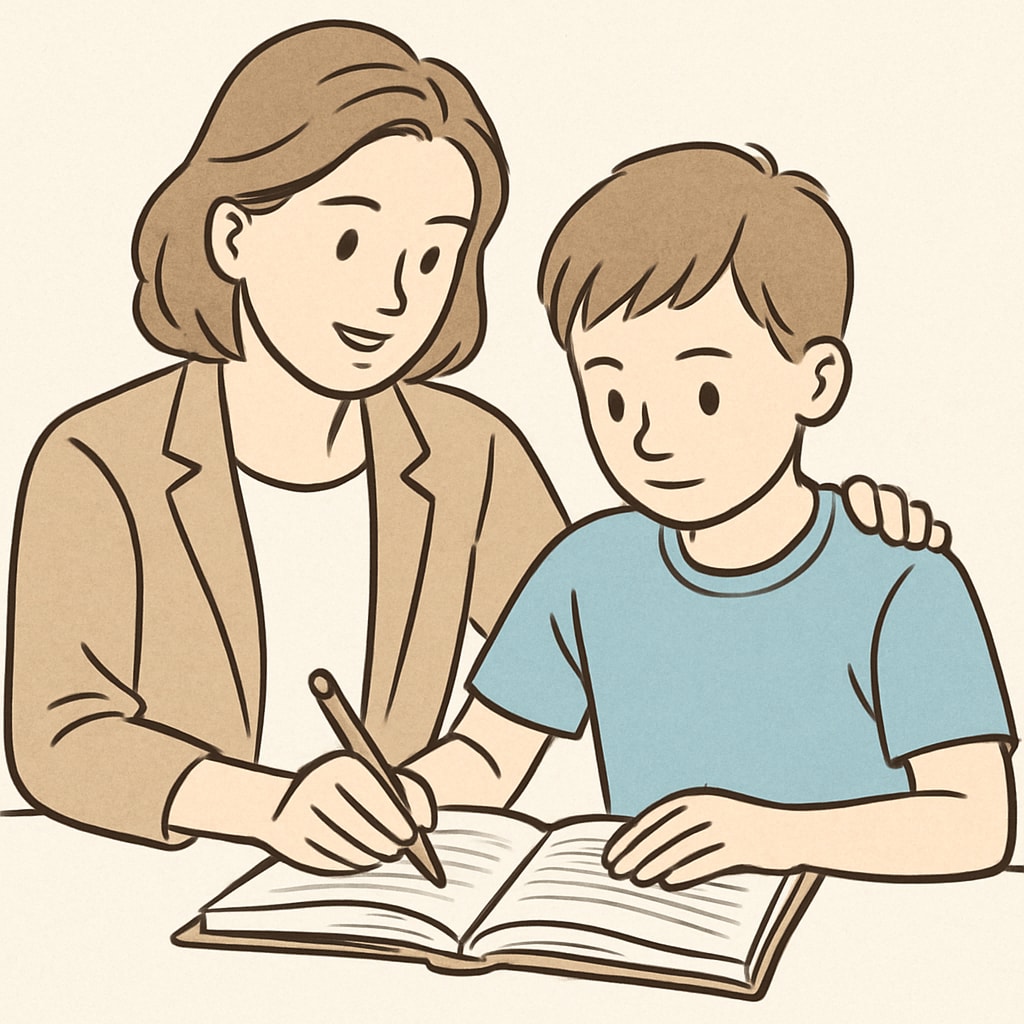 A teacher providing guidance to a student, symbolizing the importance of support in education. Balancing rigorous teaching with emotional support in education.