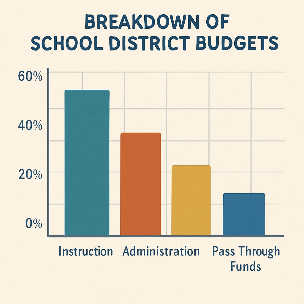 Bar graph showing the impact of pass-through funds on school district budgets.