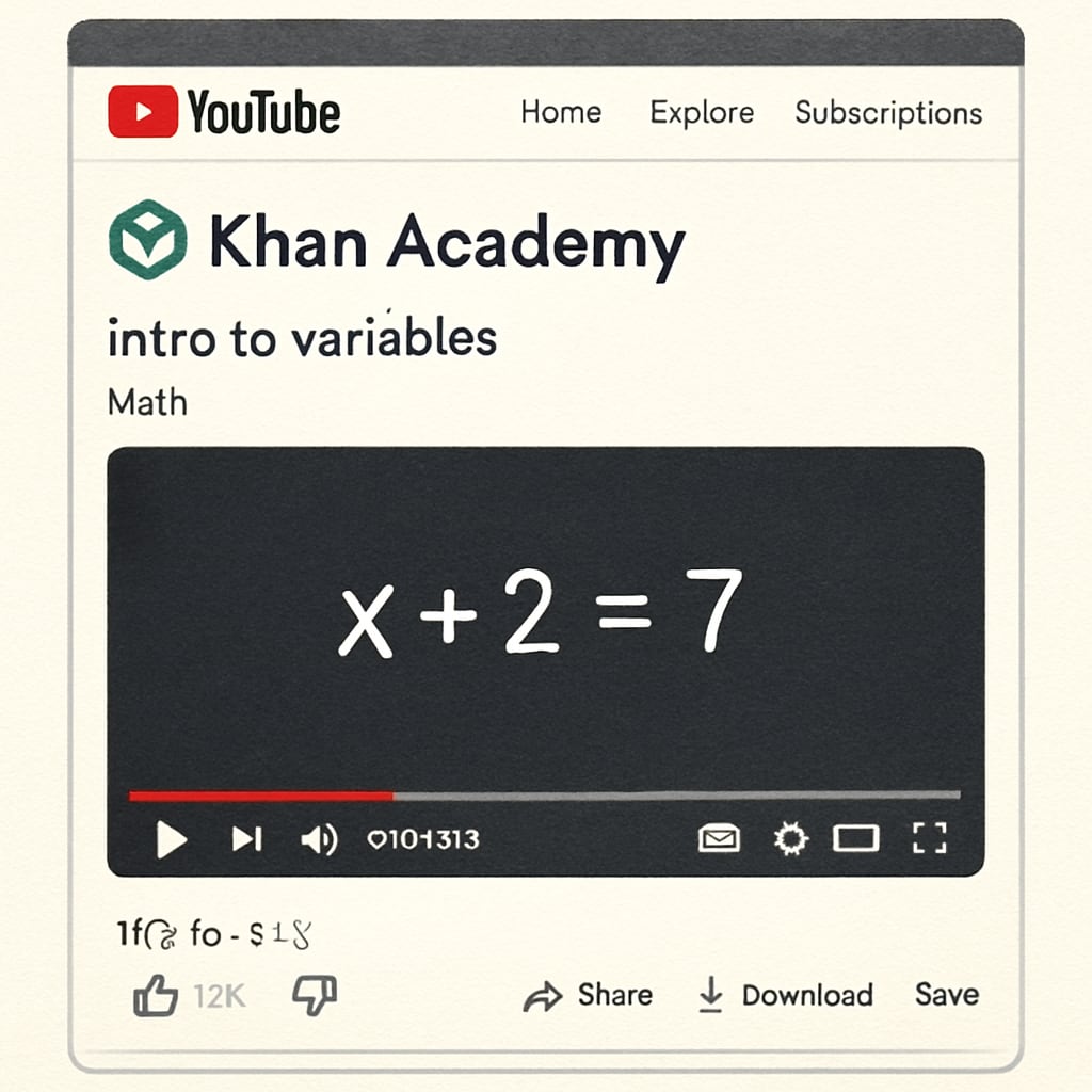 A screenshot of Khan Academy’s YouTube interface showing a math tutorial video. This highlights one of the key resources mentioned in the article for math learning. Khan Academy YouTube video tutorial for math skills improvement.