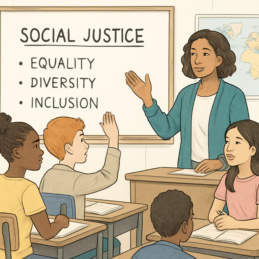 Classroom discussion on social justice themes.