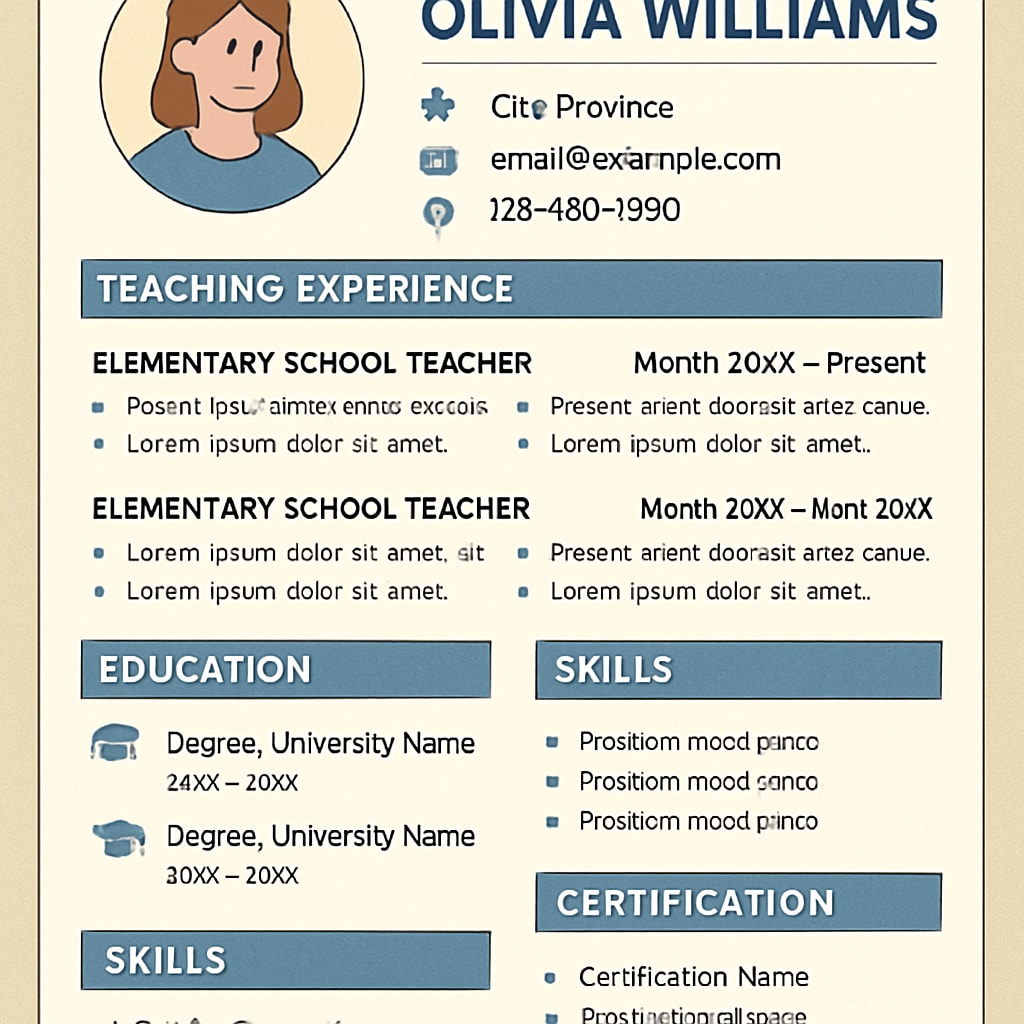 Example of a Canadian teaching resume, showcasing professional formatting and relevant skills.