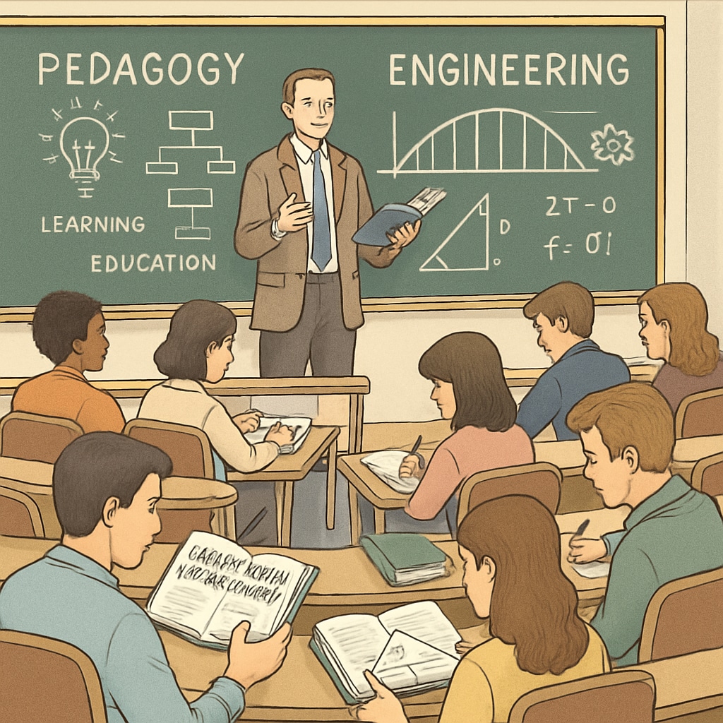 Students learning both education and engineering concepts in a university setting