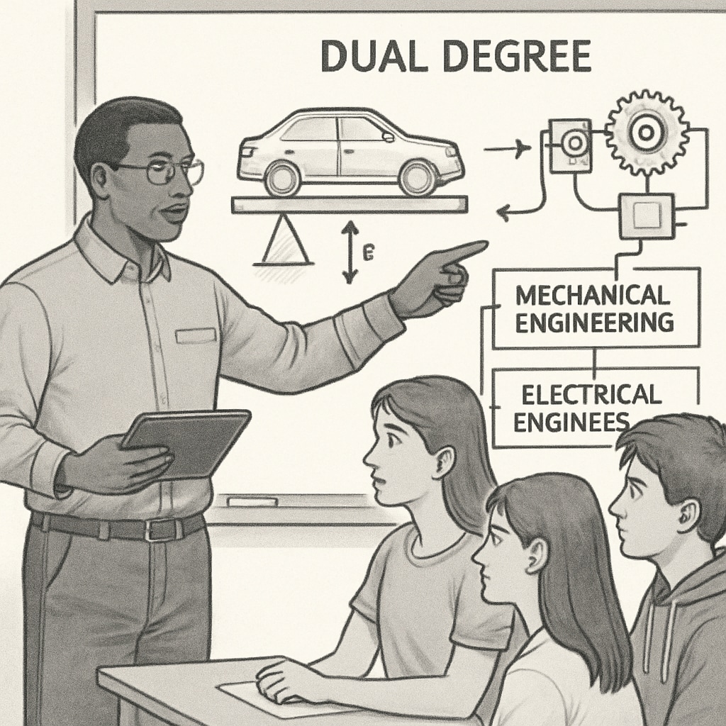 Educator teaching engineering concepts to students using interactive tools