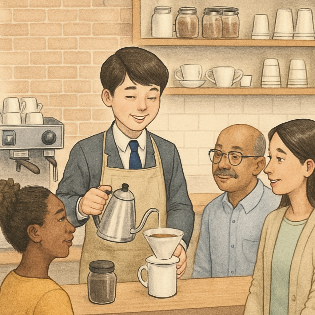 High school student part-time job in a coffee shop