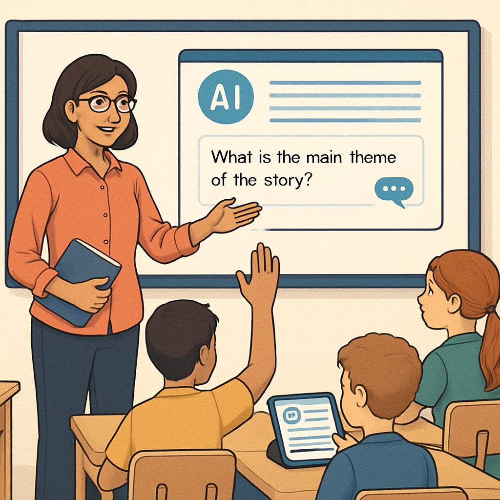 Teacher and AI working together in a classroom environment