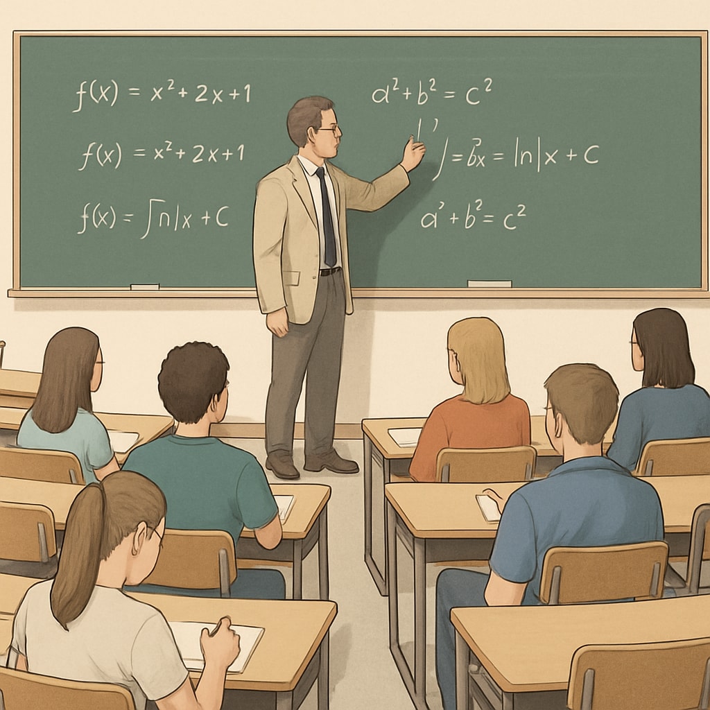 University students attending a math lecture