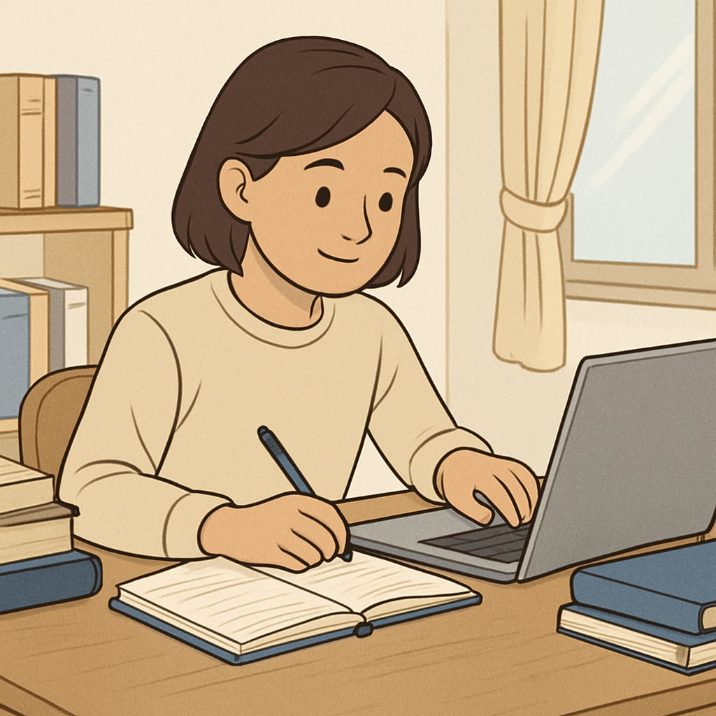 A student studying at home on their laptop, symbolizing the flexibility of public online schools. A student using a laptop at home, representing online education flexibility.