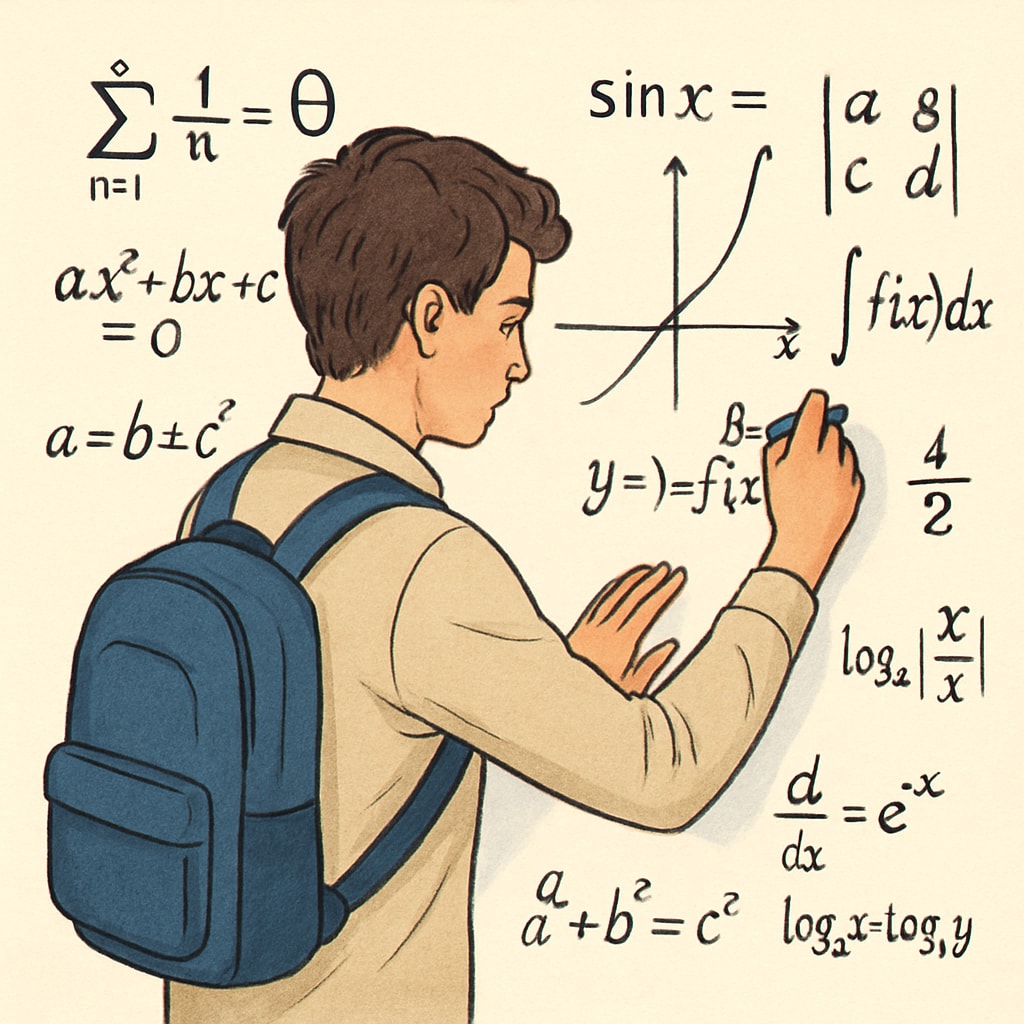 High school student solving a math problem related to professional choices, math and science.