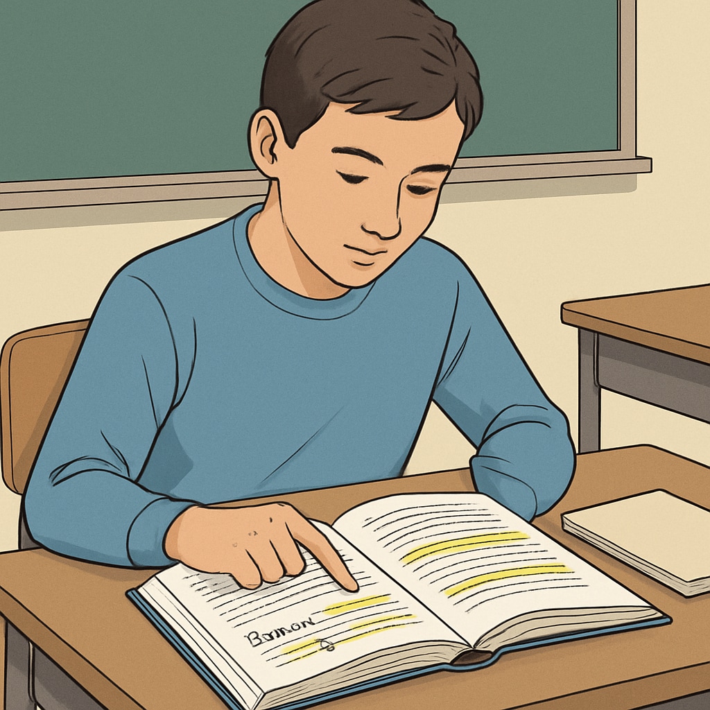 Student analyzing text purpose for Functional Skills English reading exam.