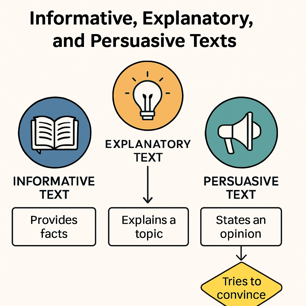 Diagram comparing text purposes for Functional Skills English reading.