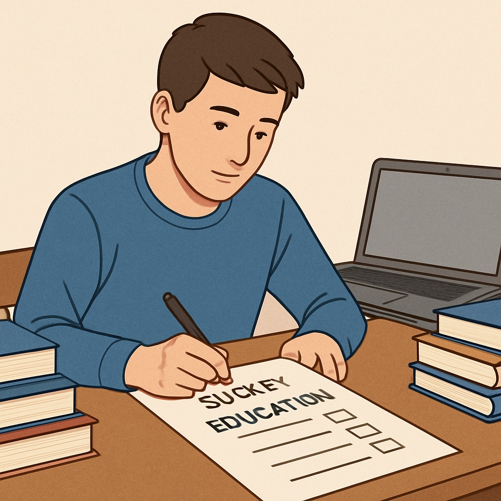 Student filling out a survey on effective learning methods.