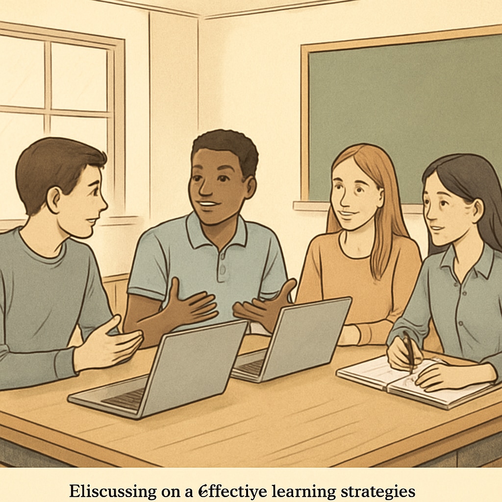 Students working together on effective learning strategies in a classroom.