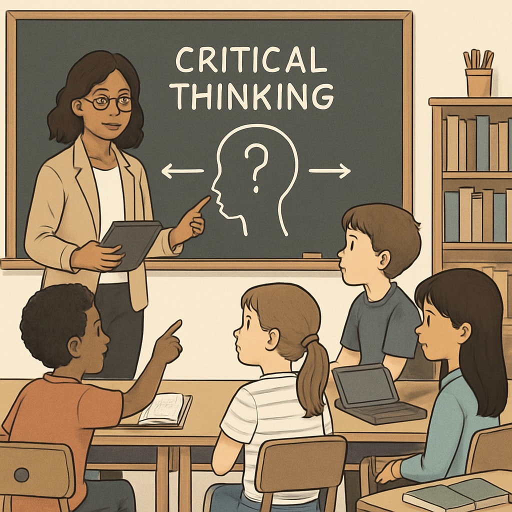 Critical thinking exercise in a classroom that blends technology and traditional methods.