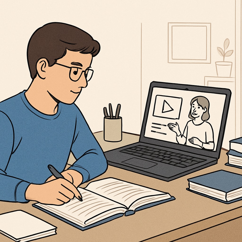 Student completing an online high school diploma program, focusing on coursework.