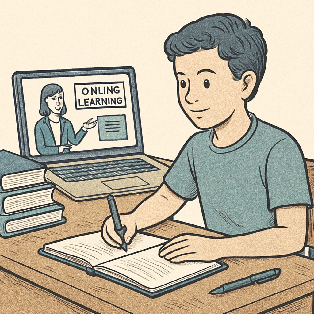 A student engaging in online education, highlighting the flexibility of public online schools.