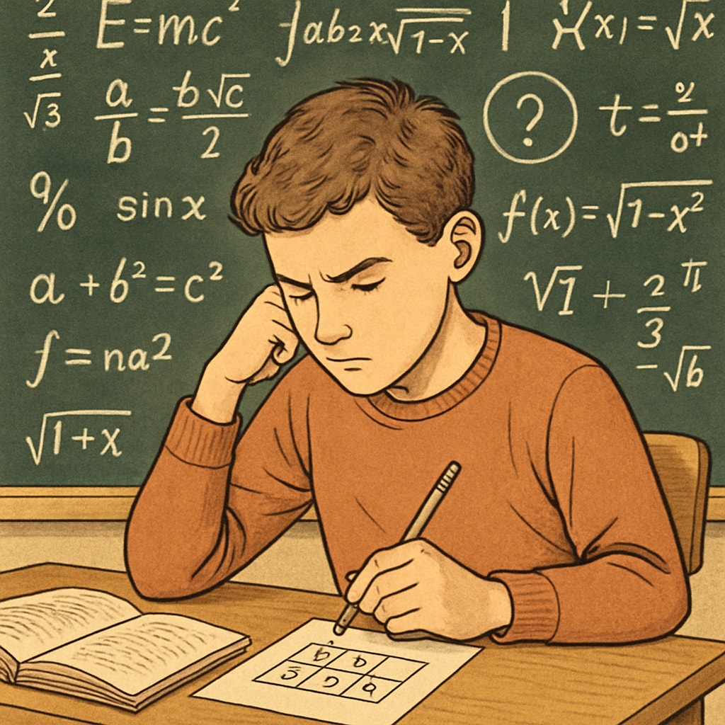 Student solving a math puzzle, illustrating critical thinking in math.