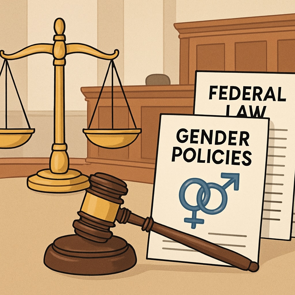 A courtroom symbolizing the legal implications of Brown University’s gender binary policy.