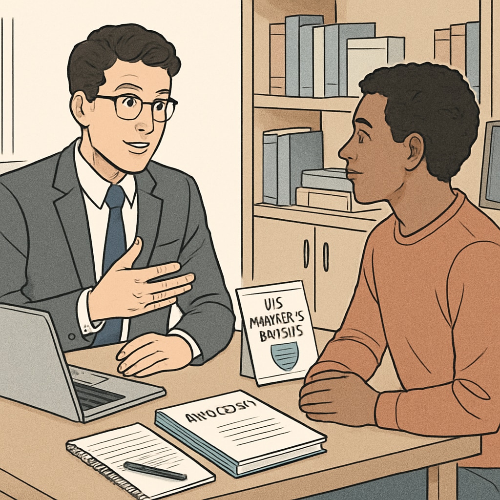 A consultant advising a student about US master’s degree applications.