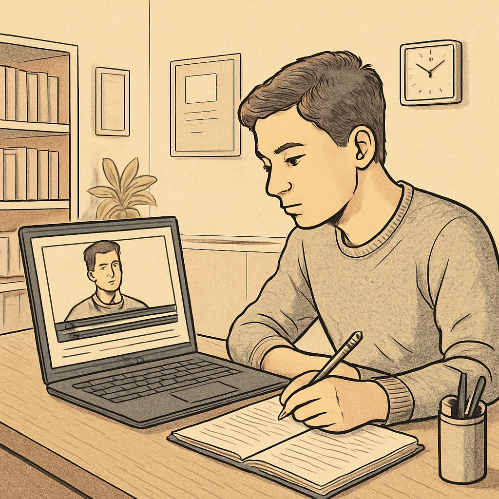 A student taking an online course to recover high school credits.