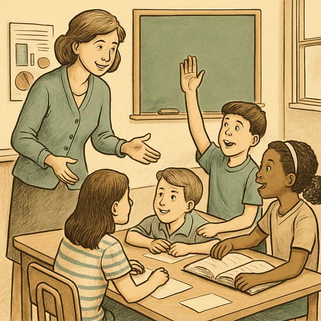 A teacher employing interactive learning techniques to keep students engaged in the classroom.