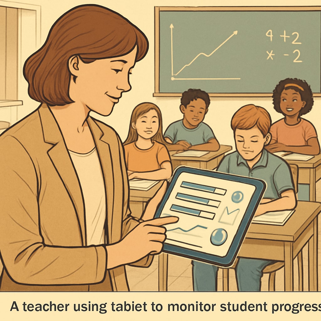 A teacher using technology to track student progress in real-time.