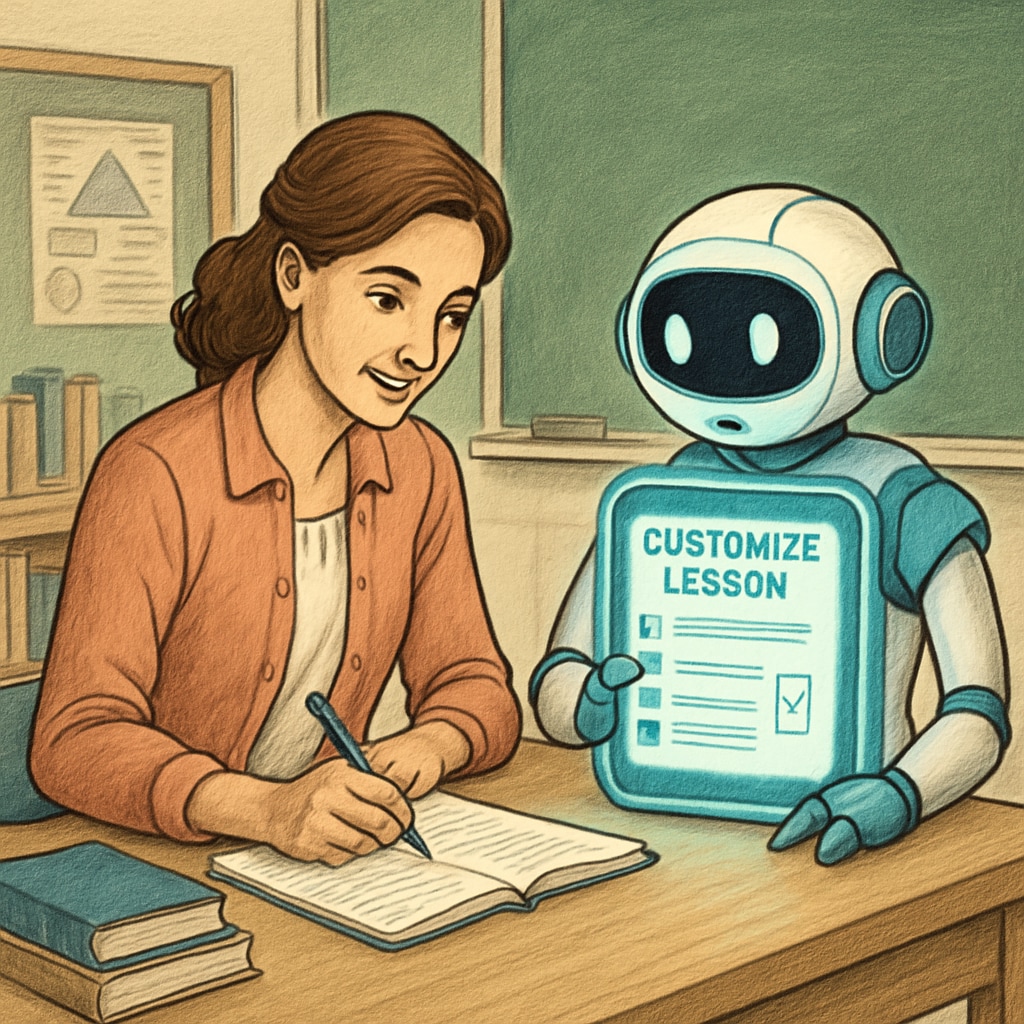 Teacher using AI education tools to create personalized lesson plans