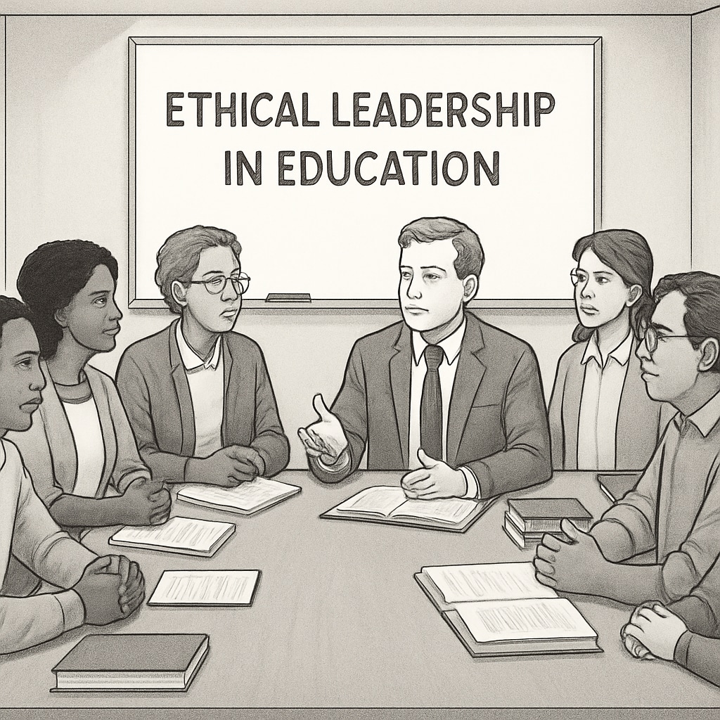 Parents and teachers discussing ethical leadership during a school board meeting.