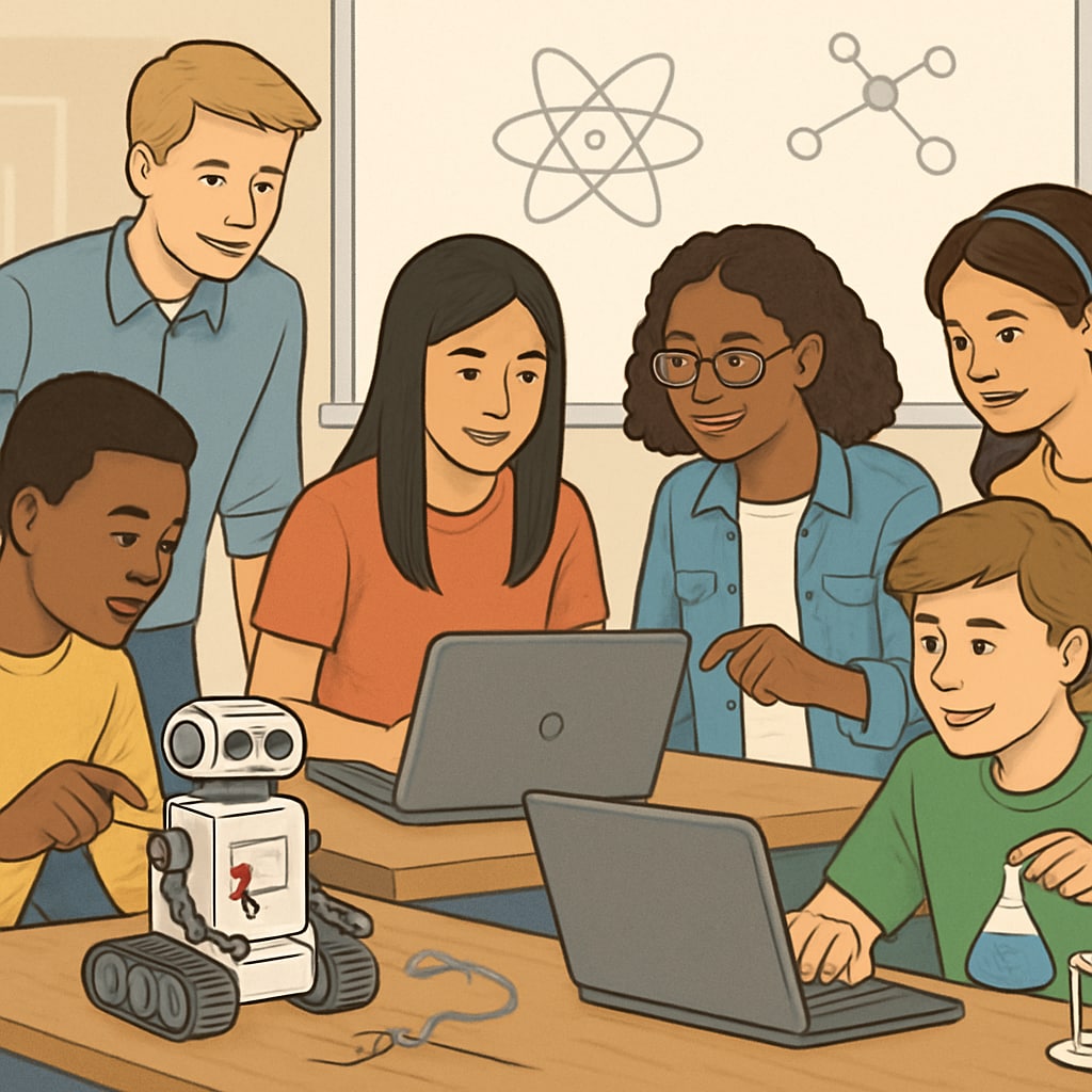 High school students in STEM activities influenced by higher education trends.
