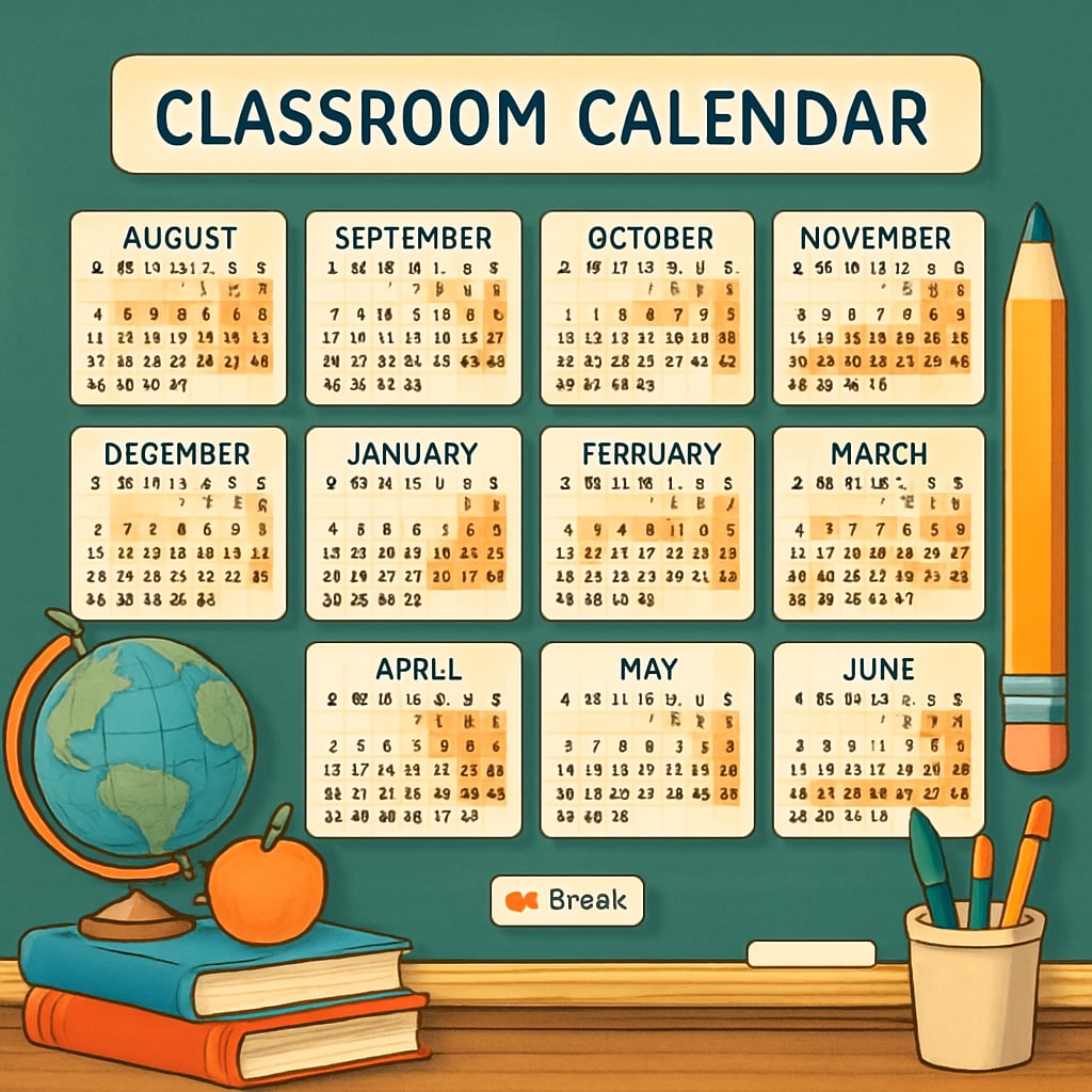 Year-round school calendar with balanced breaks to prevent learning loss.