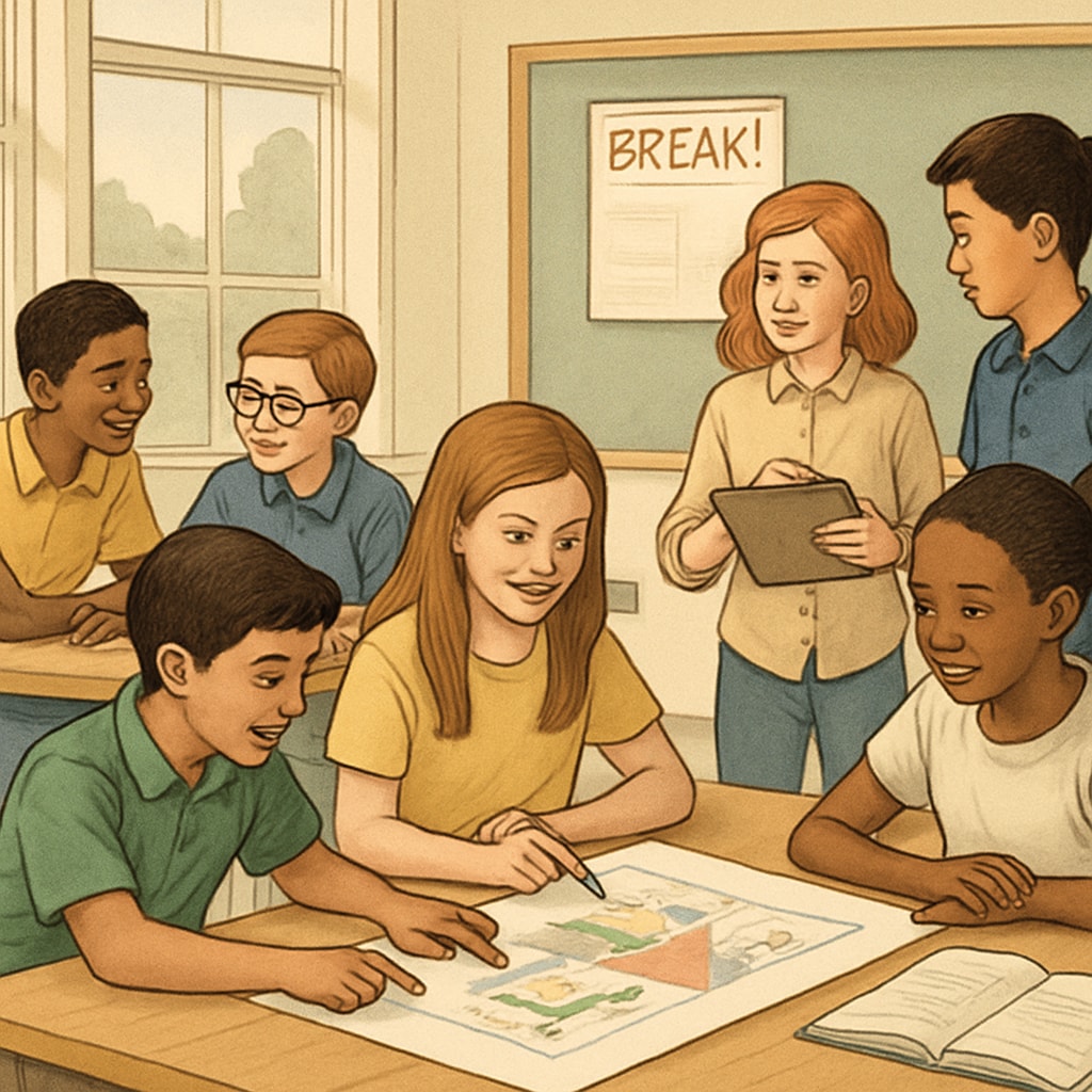 Students participating in group learning during year-round school breaks.