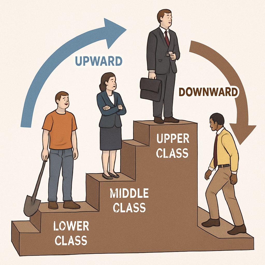 Visual representation of social mobility within socioeconomic hierarchies.