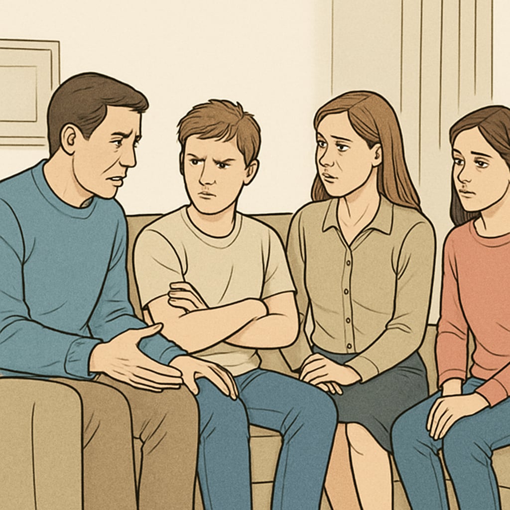 Family discussion about medical dreams amidst learning challenges.