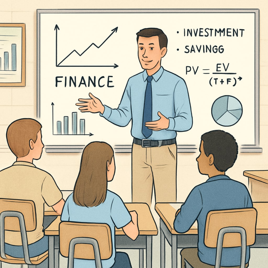 High school students learning financial literacy, crucial for preventing tuition struggles.