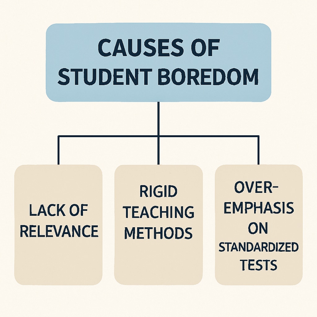 A visual representation of factors contributing to student boredom in education.